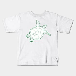 Dark green swimming turtle Kids T-Shirt